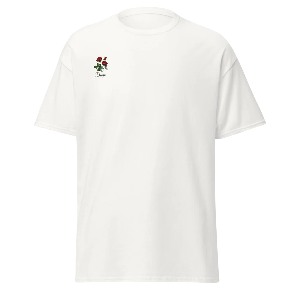 Unisex Drope designs T-shirt white/ash GILDAN | (roses style) logo on the front and back