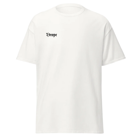 Unisex T-shirt Drope designs (logo on the front and on the back)| White T-shirt GILDAN