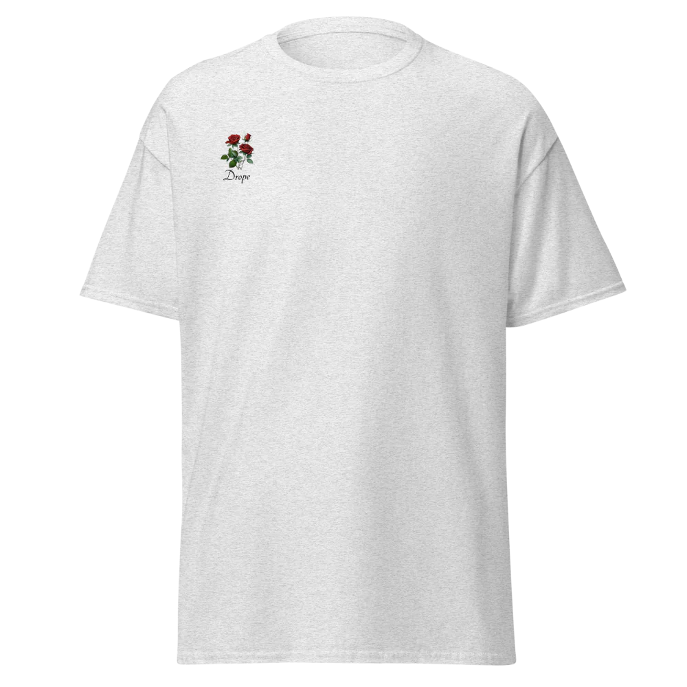 Unisex Drope designs T-shirt white/ash GILDAN | (roses style) logo on the front and back